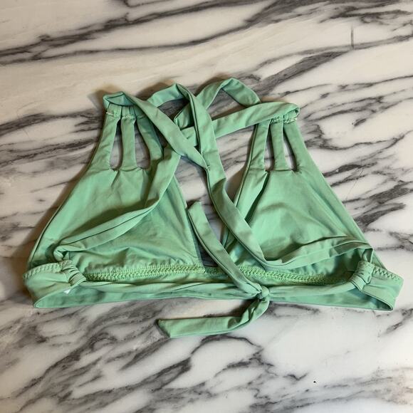 Becca Mint Green Bikini Top Size S Strappy Tie Back Bathing Suit - Picture 3 of 5